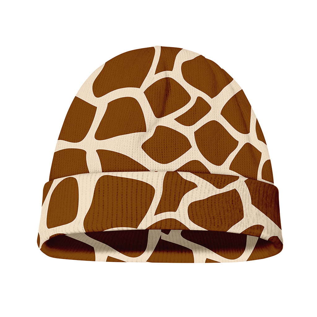 Brown Giraffe Pattern Print Beanie