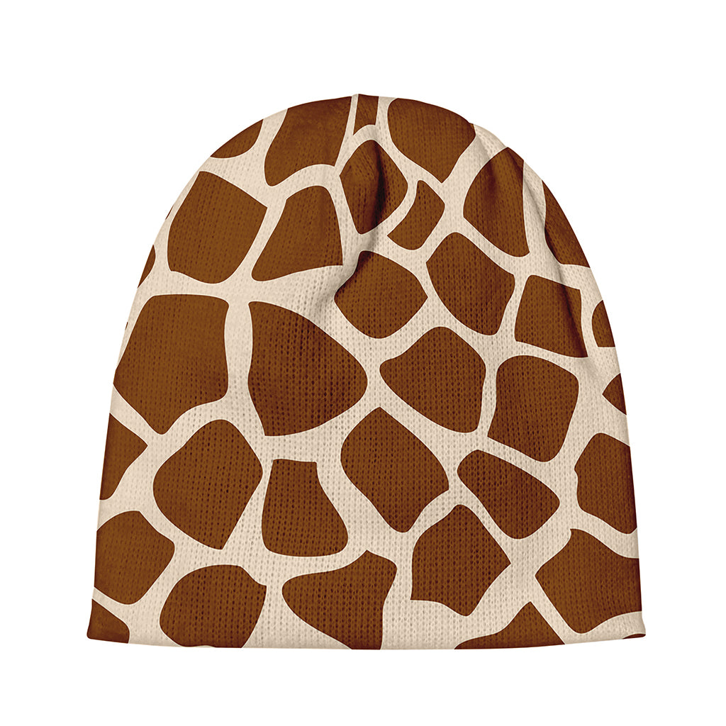 Brown Giraffe Pattern Print Beanie