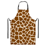 Brown Giraffe Pattern Print Bib Apron With Pocket