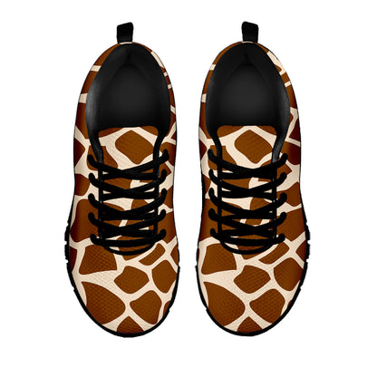 Brown Giraffe Pattern Print Black Running Shoes