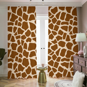 Brown Giraffe Pattern Print Blackout Pencil Pleat Curtains