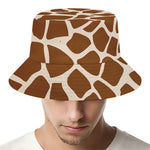 Brown Giraffe Pattern Print Bucket Hat