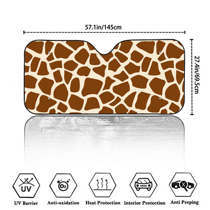 Brown Giraffe Pattern Print Car Windshield Sun Shade