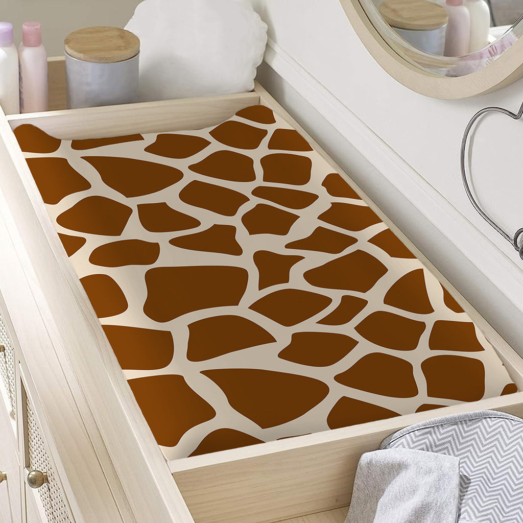 Brown Giraffe Pattern Print Changing Pad Cover