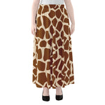 Brown Giraffe Pattern Print Chiffon Maxi Skirt