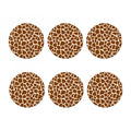 Brown Giraffe Pattern Print Coaster Set
