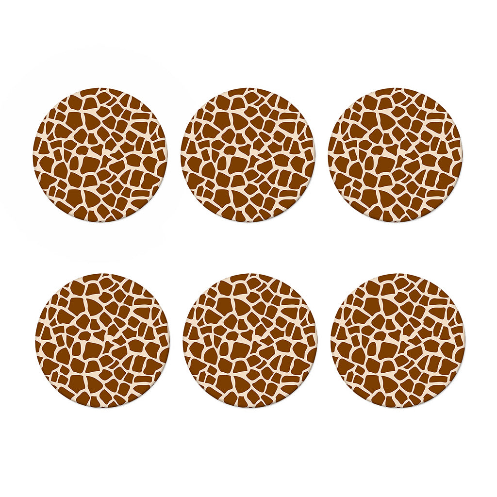 Brown Giraffe Pattern Print Coaster Set