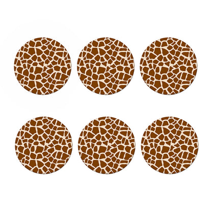 Brown Giraffe Pattern Print Coaster Set