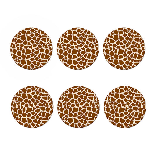 Brown Giraffe Pattern Print Coaster Set