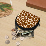 Brown Giraffe Pattern Print Coin Purse