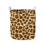 Brown Giraffe Pattern Print Collapsible Laundry Basket