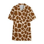 Brown Giraffe Pattern Print Cotton Hawaiian Shirt