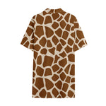 Brown Giraffe Pattern Print Cotton Hawaiian Shirt