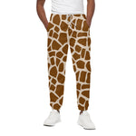 Brown Giraffe Pattern Print Cotton Pants