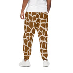 Brown Giraffe Pattern Print Cotton Pants