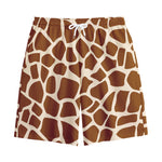 Brown Giraffe Pattern Print Cotton Shorts