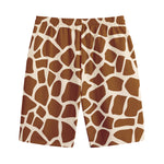 Brown Giraffe Pattern Print Cotton Shorts
