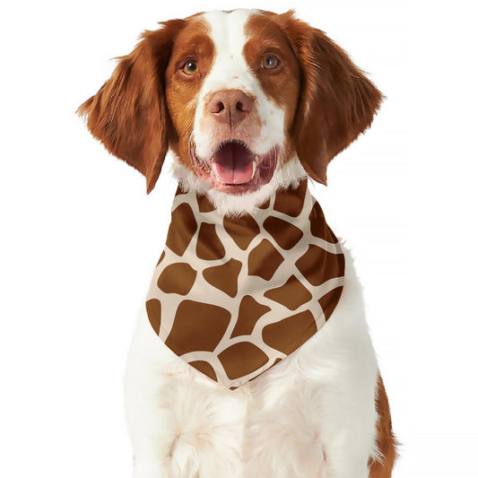 Brown Giraffe Pattern Print Dog Bandana