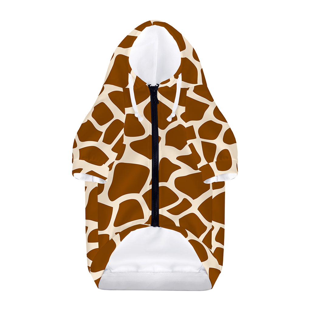 Brown Giraffe Pattern Print Dog Zip Up Hoodie