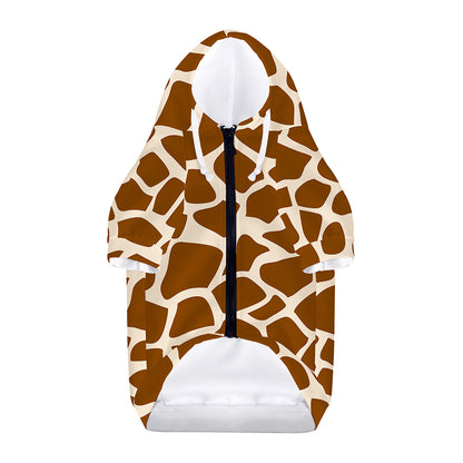 Brown Giraffe Pattern Print Dog Zip Up Hoodie