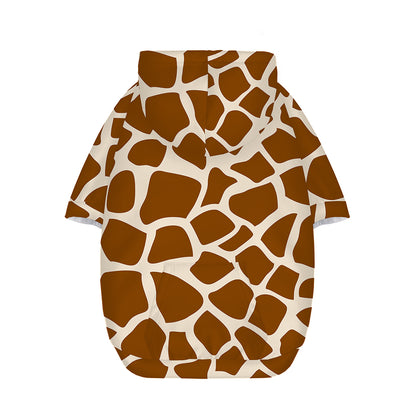 Brown Giraffe Pattern Print Dog Zip Up Hoodie