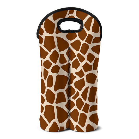 Brown Giraffe Pattern Print Double Neoprene Wine Tote