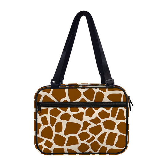 Brown Giraffe Pattern Print Double Strap Bible Bag