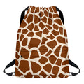 Brown Giraffe Pattern Print Drawstring Backpack