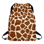 Brown Giraffe Pattern Print Drawstring Backpack