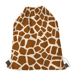 Brown Giraffe Pattern Print Drawstring Bag