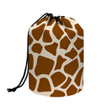 Brown Giraffe Pattern Print Drawstring Makeup Bag