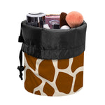 Brown Giraffe Pattern Print Drawstring Makeup Bag