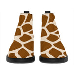 Brown Giraffe Pattern Print Flat Ankle Boots