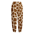 Brown Giraffe Pattern Print Fleece Lined Knit Pants