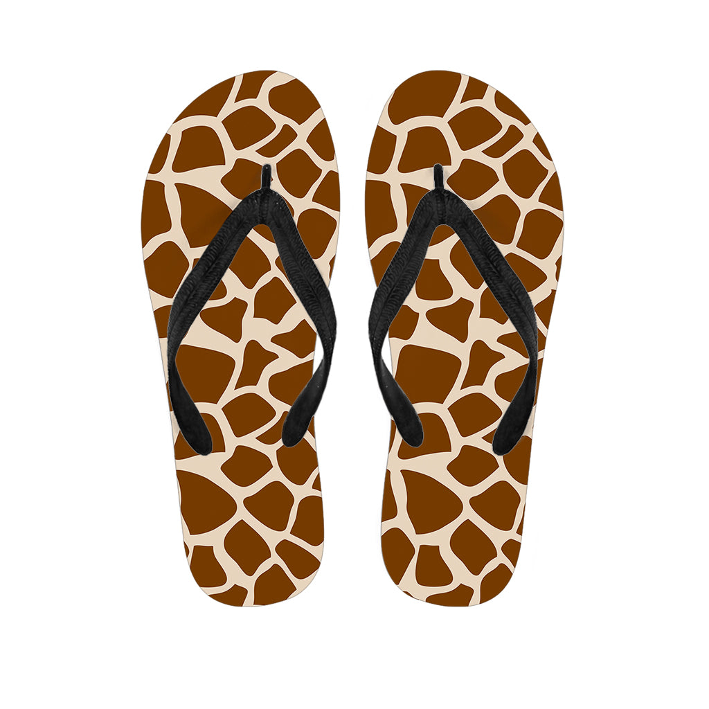 Brown Giraffe Pattern Print Flip Flops
