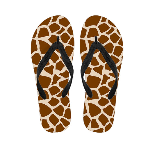 Brown Giraffe Pattern Print Flip Flops