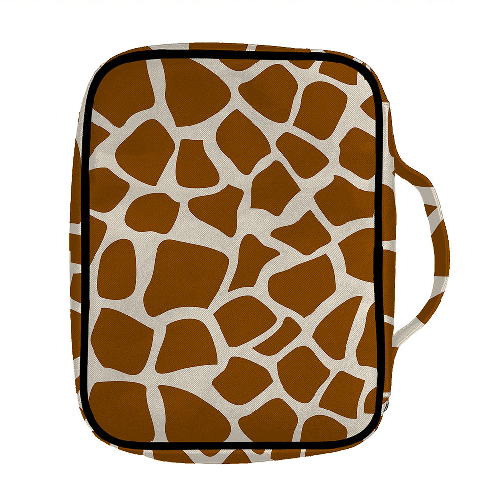 Brown Giraffe Pattern Print Front Pocket Bible Bag