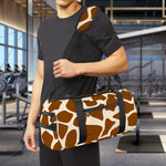 Brown Giraffe Pattern Print Gym Bag