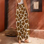 Brown Giraffe Pattern Print Harem Pants