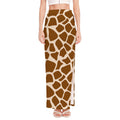 Brown Giraffe Pattern Print High Slit Maxi Skirt