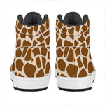 Brown Giraffe Pattern Print High Top Leather Sneakers