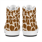 Brown Giraffe Pattern Print High Top Leather Sneakers