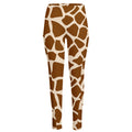 Brown Giraffe Pattern Print High-Waisted Pocket Leggings