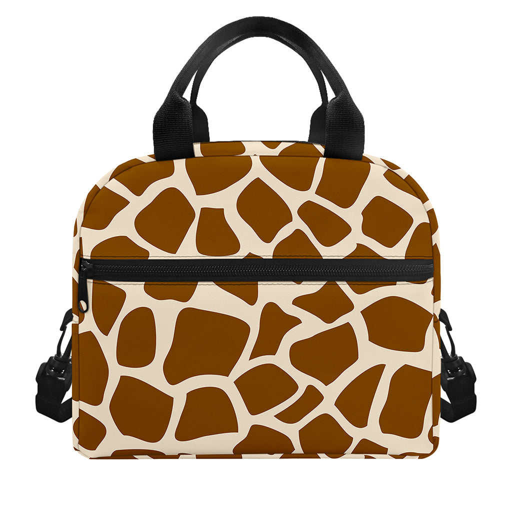 Brown Giraffe Pattern Print Insulated Lunch Bag