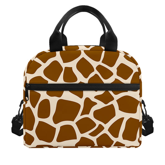 Brown Giraffe Pattern Print Insulated Lunch Bag