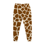 Brown Giraffe Pattern Print Jogger Pants