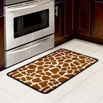 Brown Giraffe Pattern Print Kitchen Mat