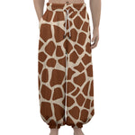 Brown Giraffe Pattern Print Lantern Pants