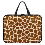 Brown Giraffe Pattern Print Laptop Sleeve With Handle
