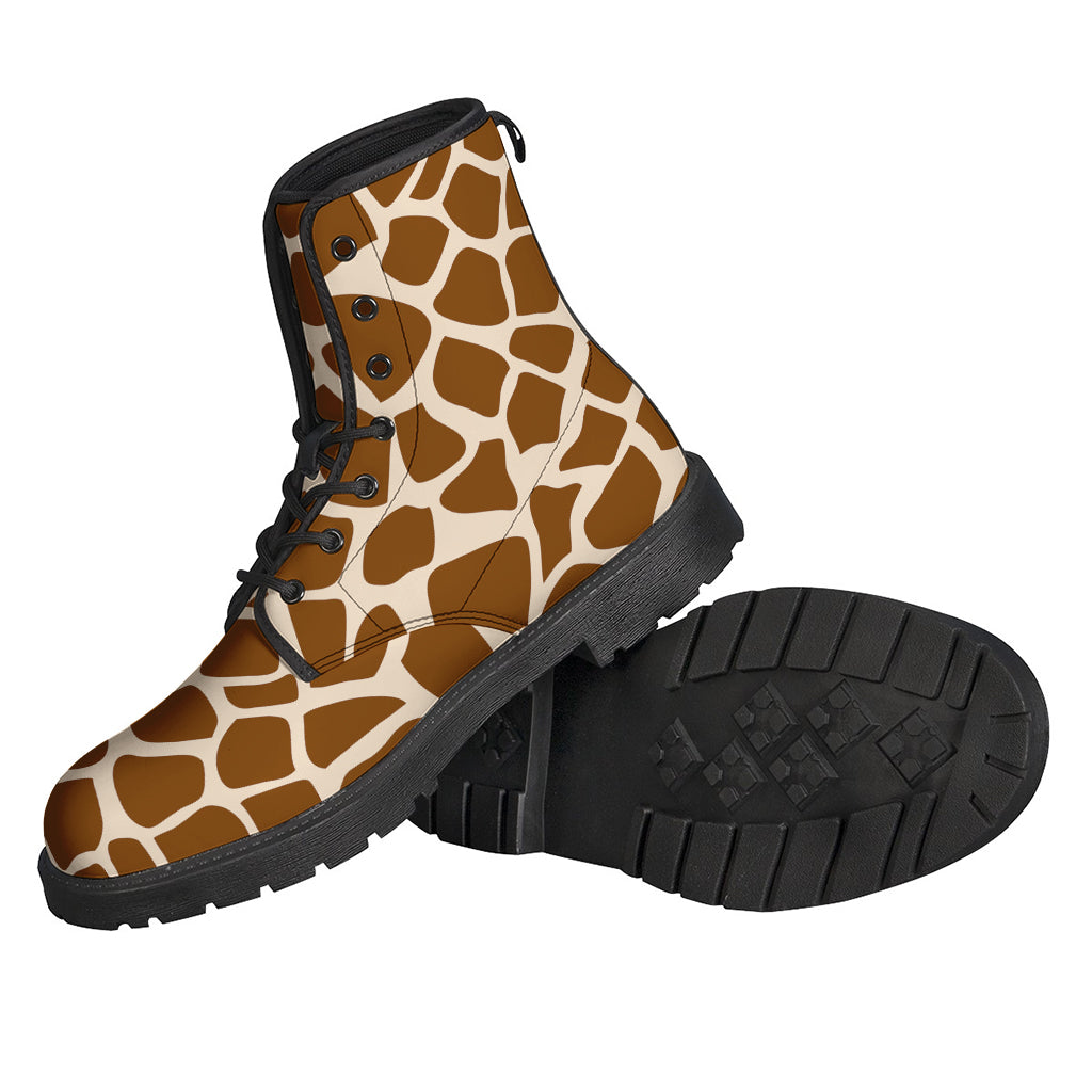 Brown Giraffe Pattern Print Backpack